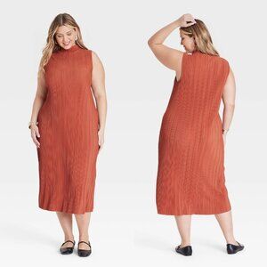 1X - Womens Midi Sheath Dress - Ava Viv - Rust